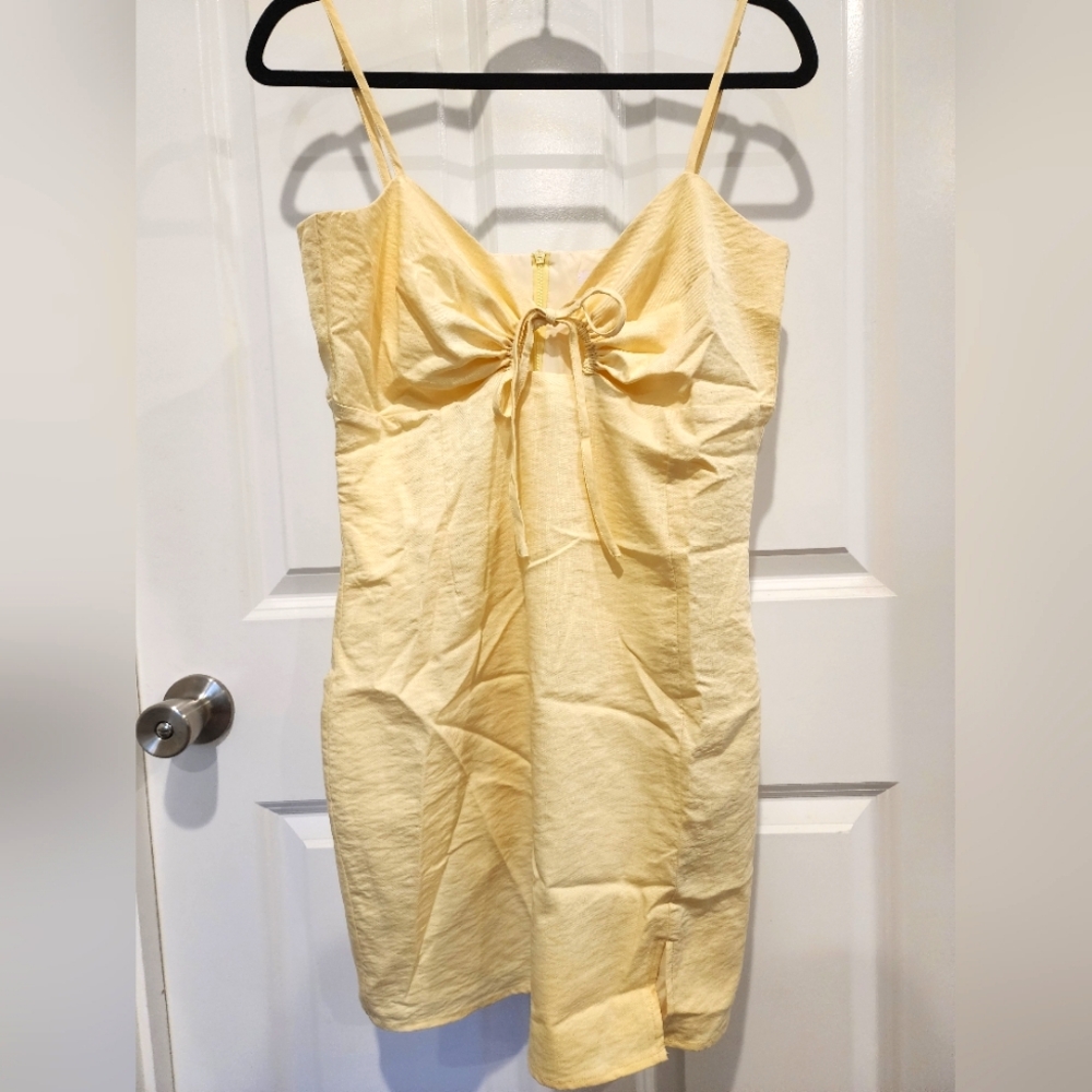 Pink Lily Yellow Keyhole Sundress